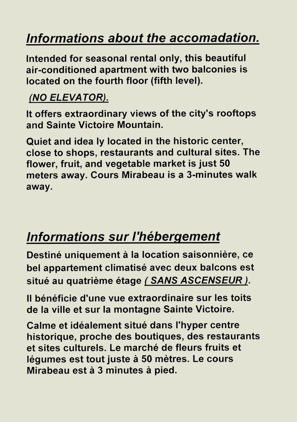Appartement vue superbe 70m2 2Balcons 2Chambres VRAI CLIMATISATION Apartment in Aix-en-Provence