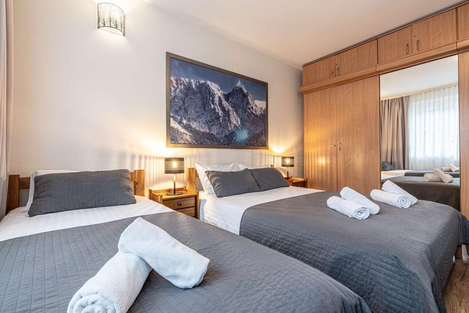 Bed, Photo of the whole room, Bedroom, furniture, towels, wardrobe