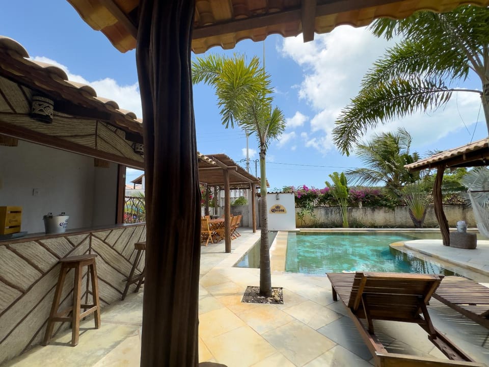 Swimming pool, sunbed