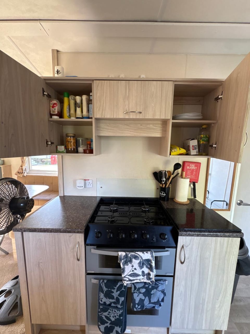 Kitchen or kitchenette, oven, stove, toaster