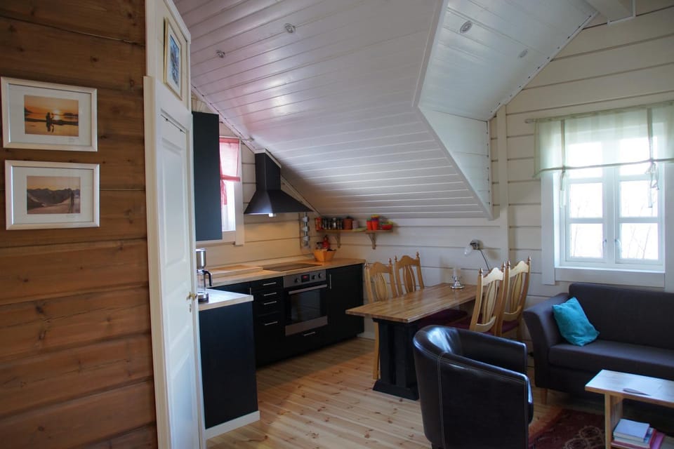Kitchen or kitchenette, Living room, Seating area, Dining area