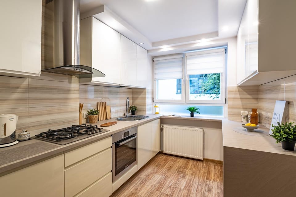 Kitchen or kitchenette, stove