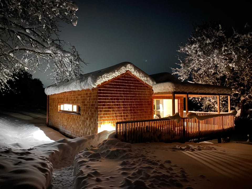 Property building, Night, Winter
