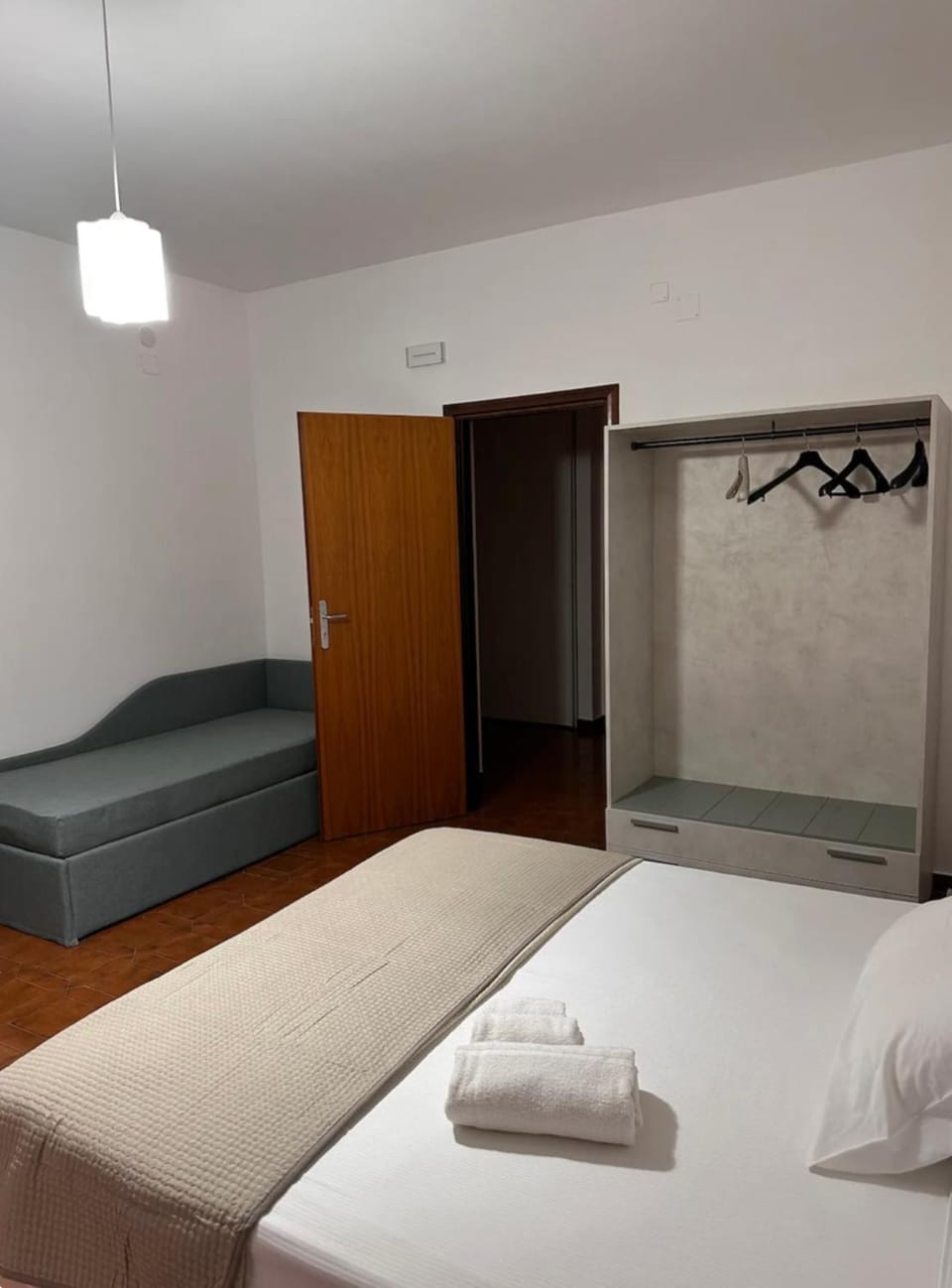 Bed, Photo of the whole room, Bedroom, towels, wardrobe