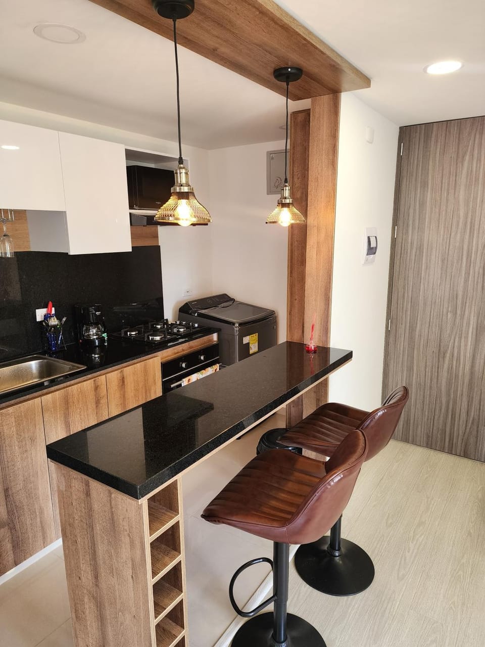 Kitchen or kitchenette, stove