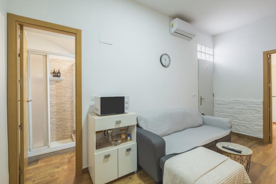 Living room, microwave, air conditioner