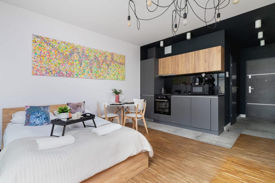 Bed, Kitchen or kitchenette, Living room, Photo of the whole room, Bedroom
