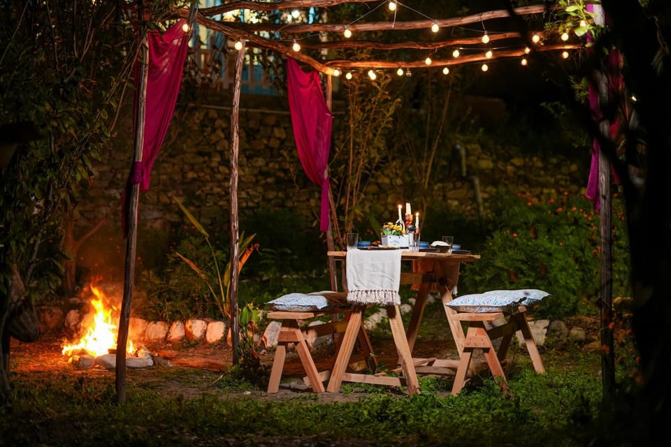Patio, Night, Garden, Garden view