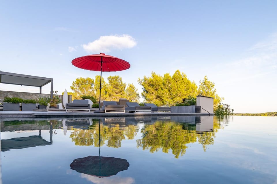 Property building, Living room, Swimming pool