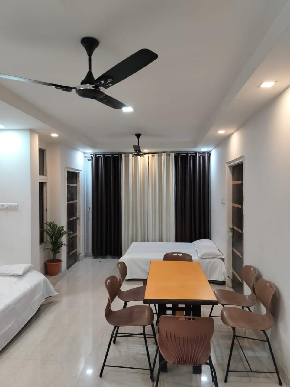 Bed, Living room, Dining area