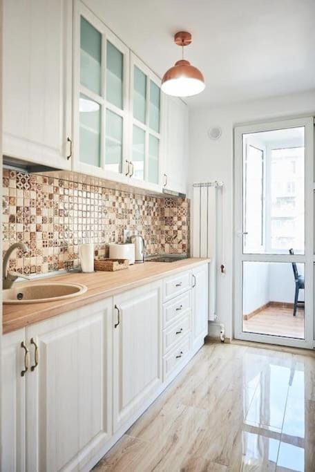 Kitchen or kitchenette, stove