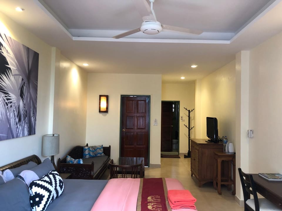Bed, TV and multimedia, Living room, Photo of the whole room, Seating area, Bedroom, fireplace, wardrobe, air conditioner