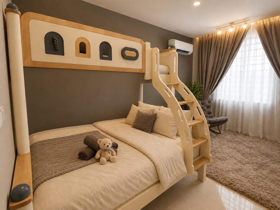 Bed, Photo of the whole room, Bedroom, air conditioner