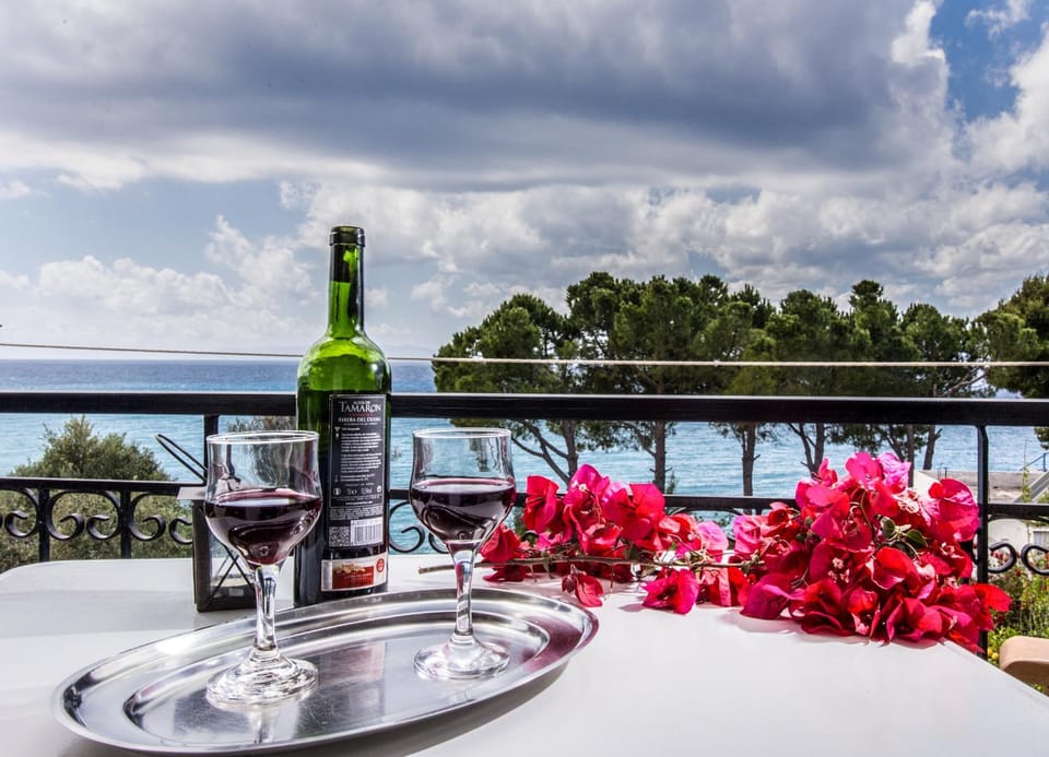 Natural landscape, View (from property/room), Balcony/Terrace, Sea view, Alcoholic drinks