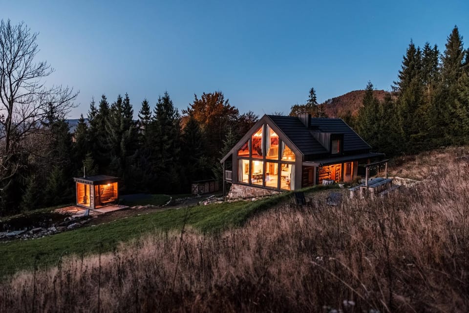 Chata Pytlorka Beskydy offgrid wellness House in Czechia