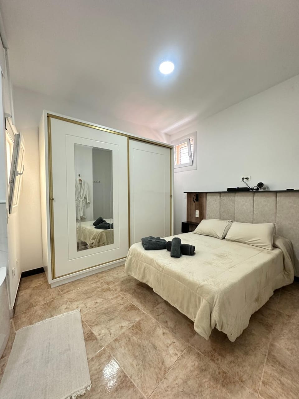 Bed, Photo of the whole room, Bedroom, towels, wardrobe