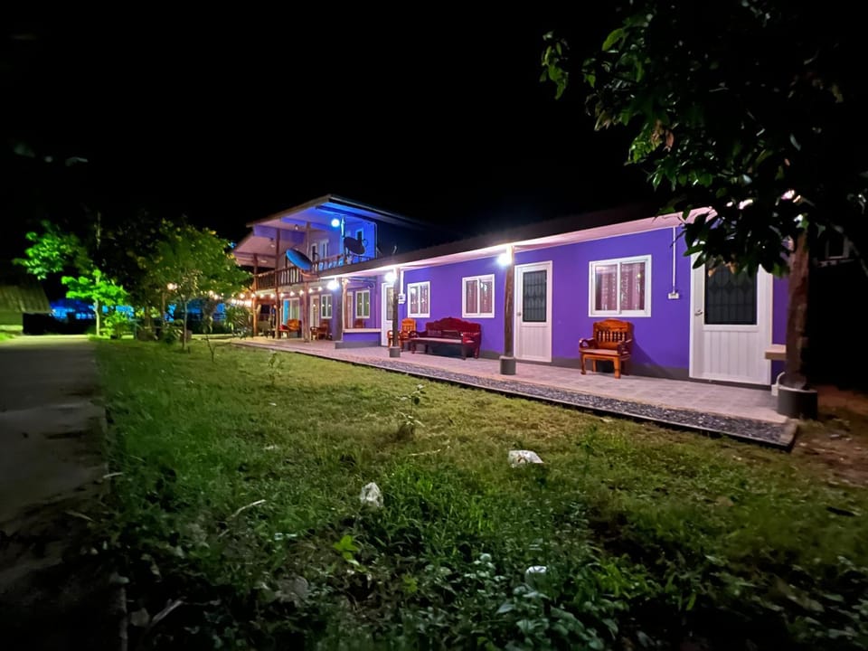 Property building, Night, Garden