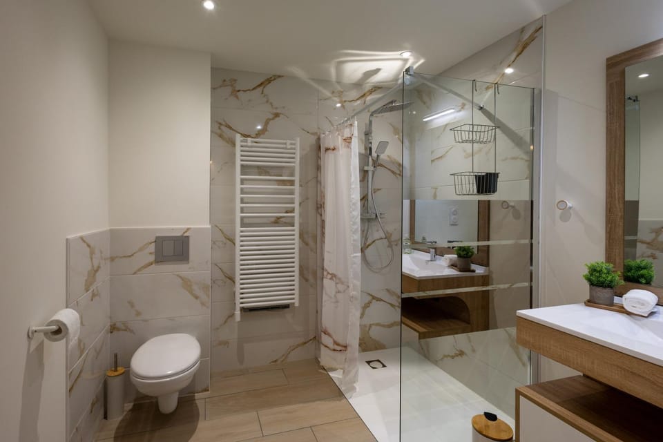 Shower, Toilet, Bathroom, towels