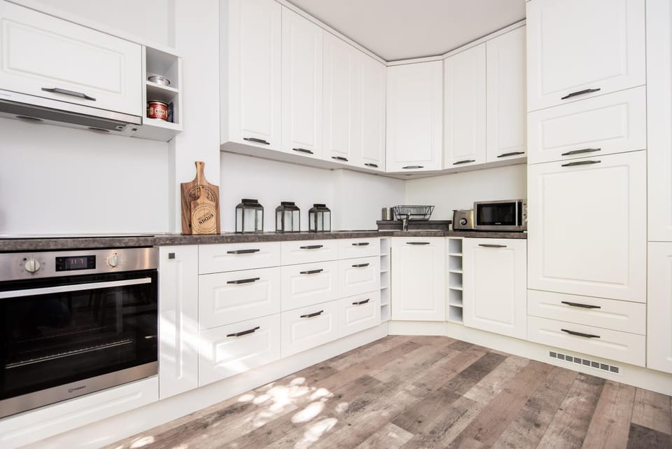 Kitchen or kitchenette, stove