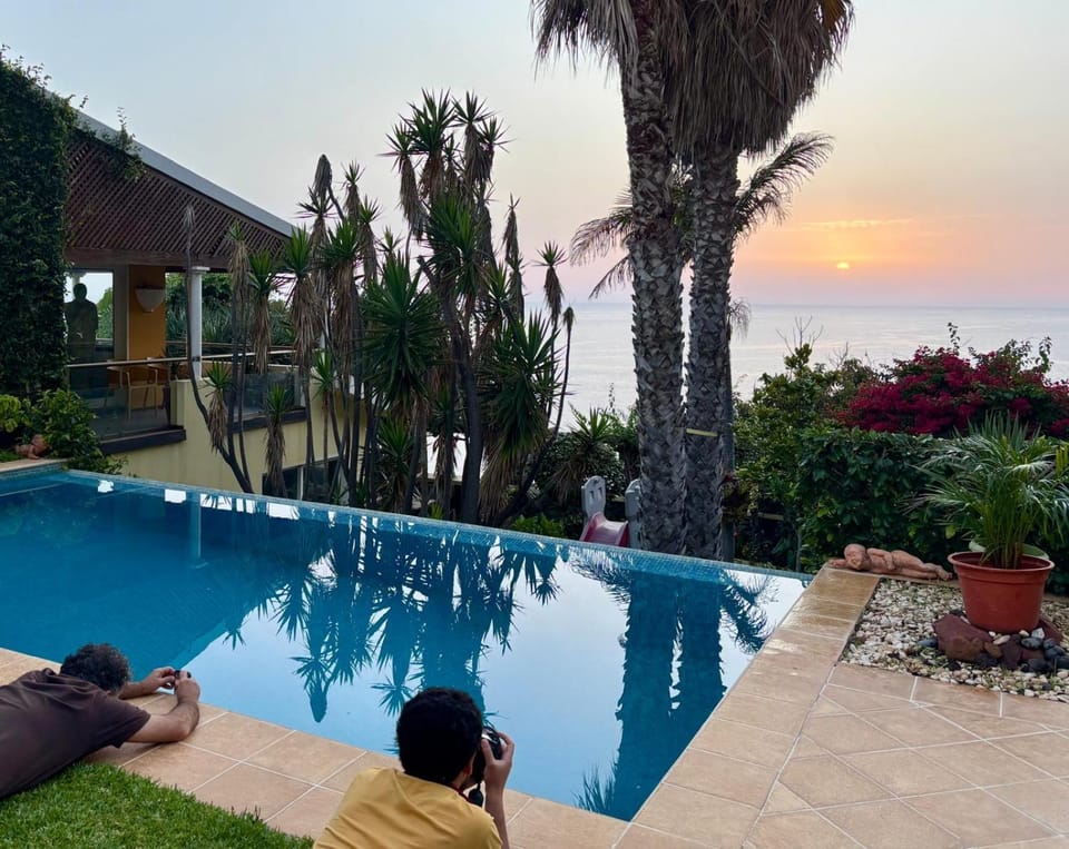 Natural landscape, Garden, Garden view, Pool view, Sea view, Sunset