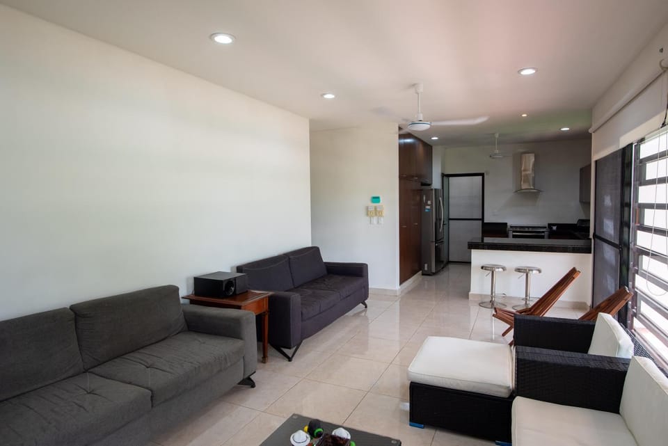 Living room, kitchen