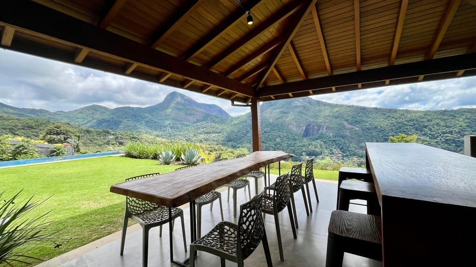 Natural landscape, BBQ facilities, Garden, Dining area, Mountain view, Pool view, Swimming pool