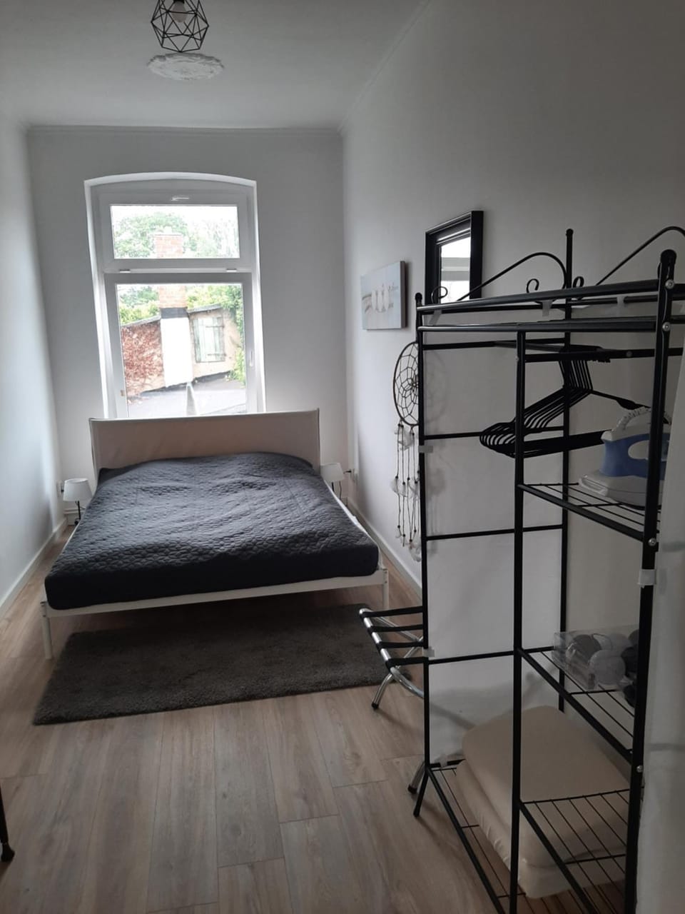 Bed, Photo of the whole room, Bedroom, flat iron, wardrobe