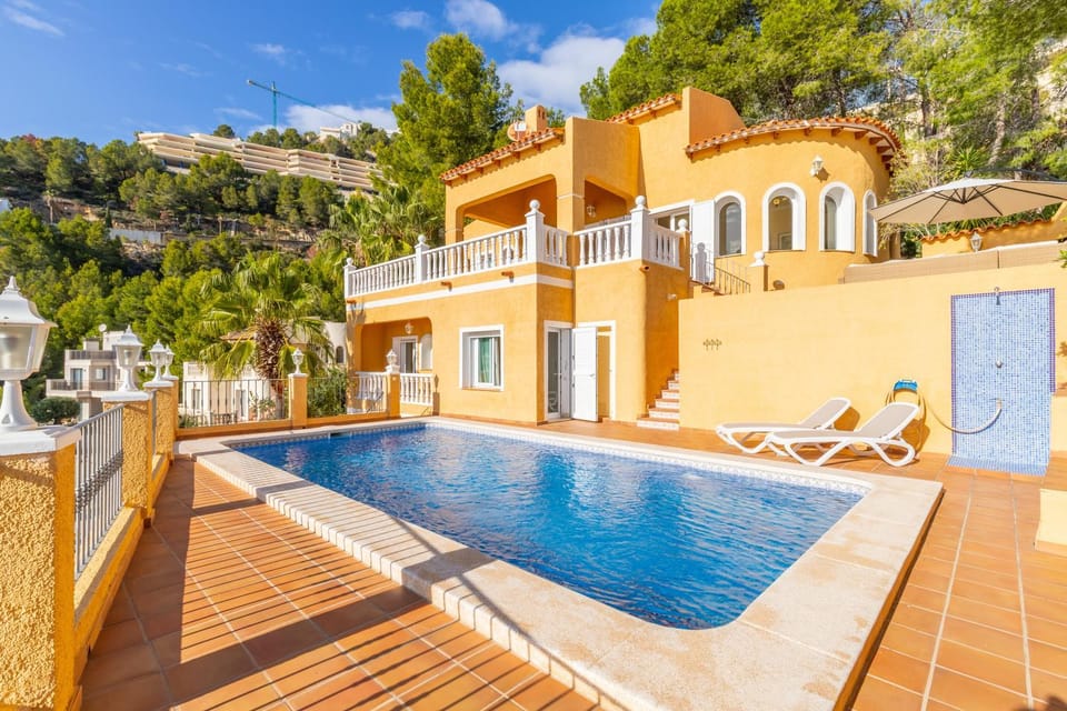 Property building, Living room, Swimming pool