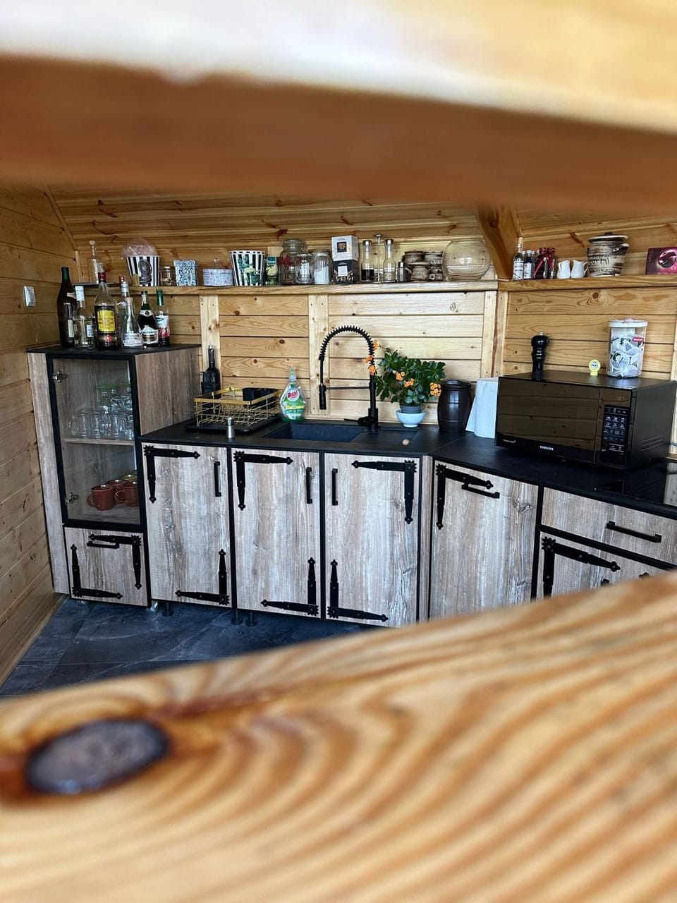 Kitchen or kitchenette, stove