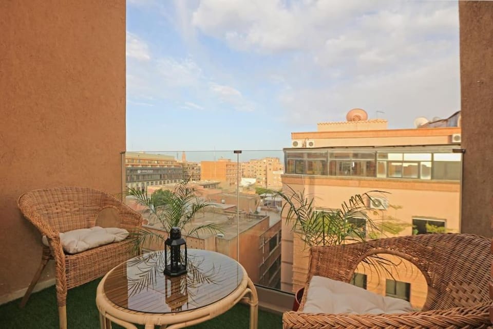 Property building, Patio, Day, View (from property/room), Balcony/Terrace, Living room, Seating area, Dining area