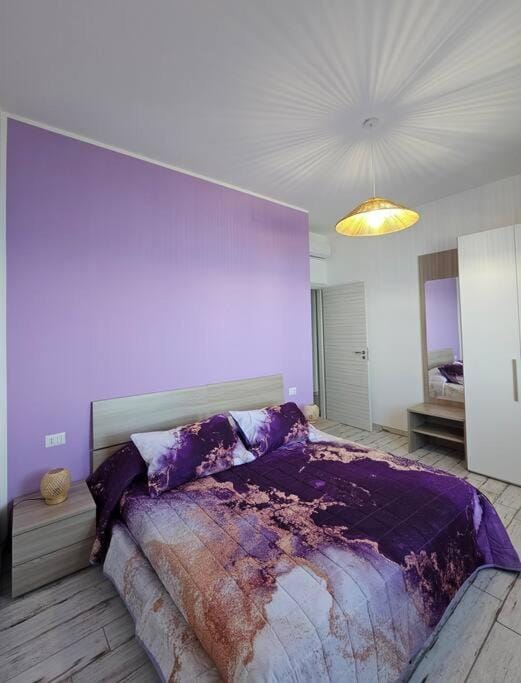 Bed, Photo of the whole room, Bedroom, Sunset, furniture, wardrobe, air conditioner