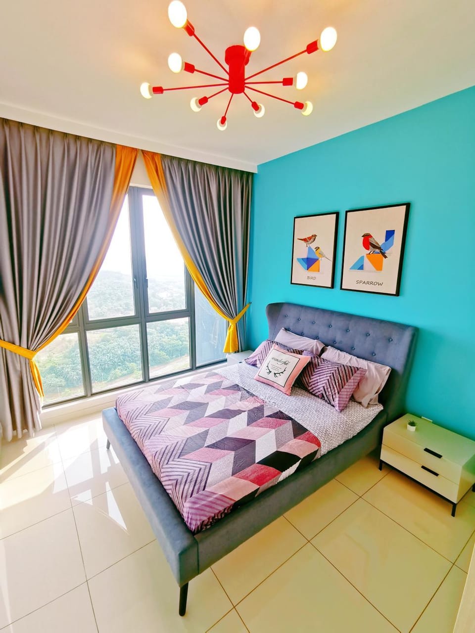 Bed, Photo of the whole room, Bedroom, towels, air conditioner