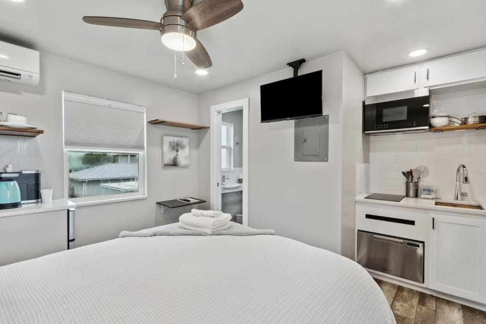 Bed, TV and multimedia, Kitchen or kitchenette, Photo of the whole room, stove