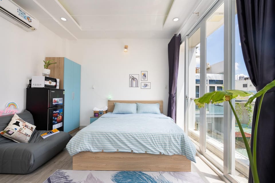 Bed, Photo of the whole room, Bedroom, air conditioner