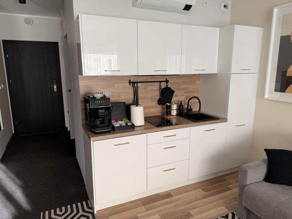 Coffee/tea facilities, Kitchen or kitchenette, stove