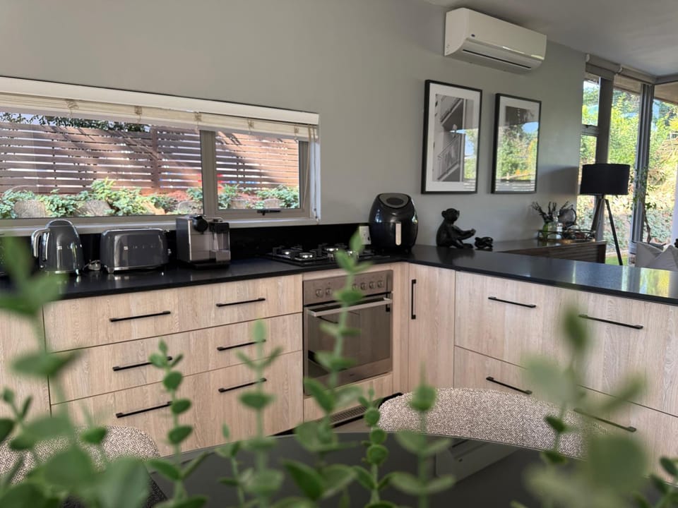Kitchen or kitchenette, stove