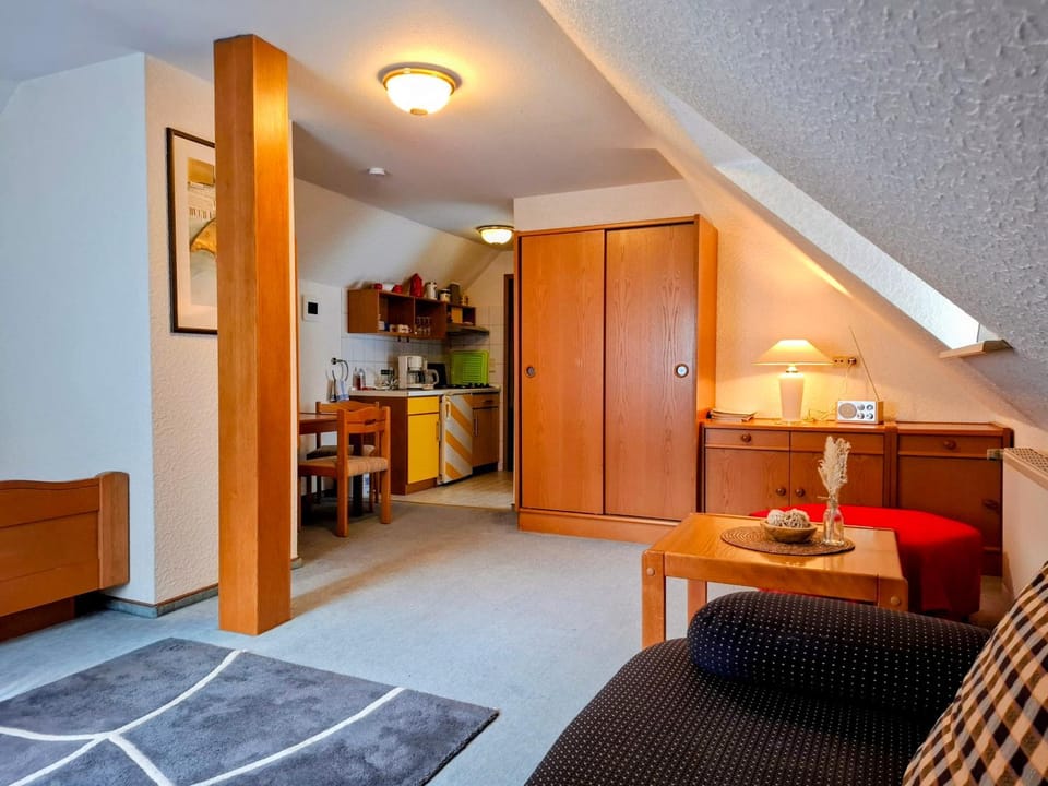 Kitchen or kitchenette, Living room, Seating area, Dining area, wardrobe