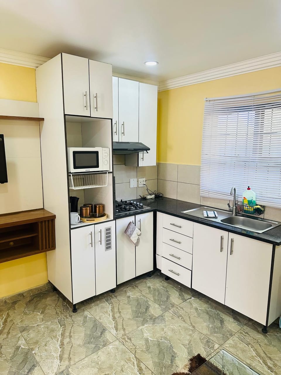Kitchen or kitchenette, stove