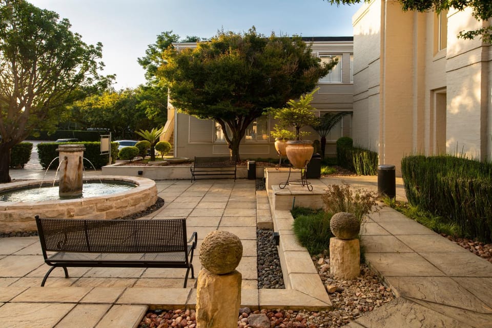 Property building, Patio, Garden, Seating area, Garden view