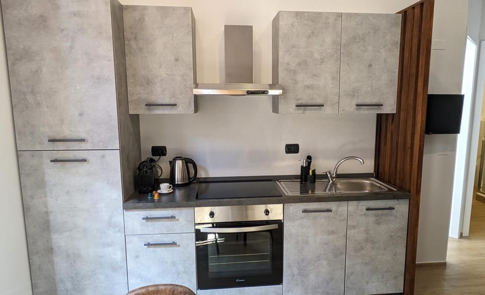 Kitchen or kitchenette, dishwasher, stove