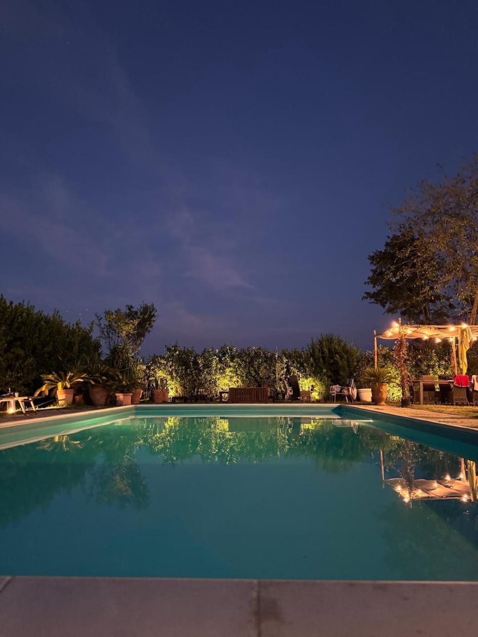 Night, Pool view, Swimming pool, Swimming pool