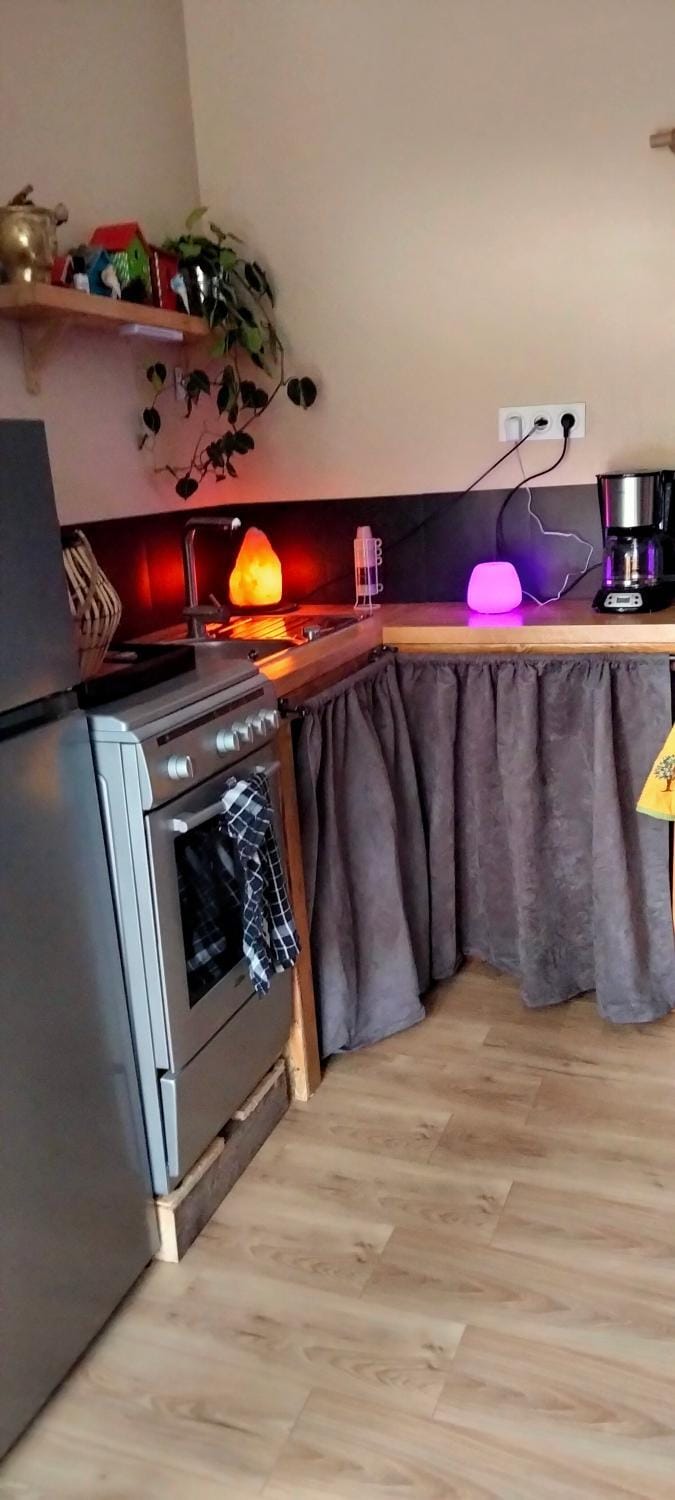 Kitchen or kitchenette, oven, stove