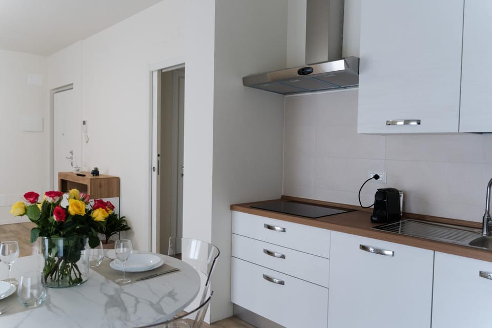 Kitchen or kitchenette, stove