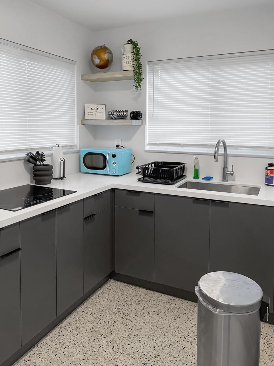 Kitchen or kitchenette, stove, toaster