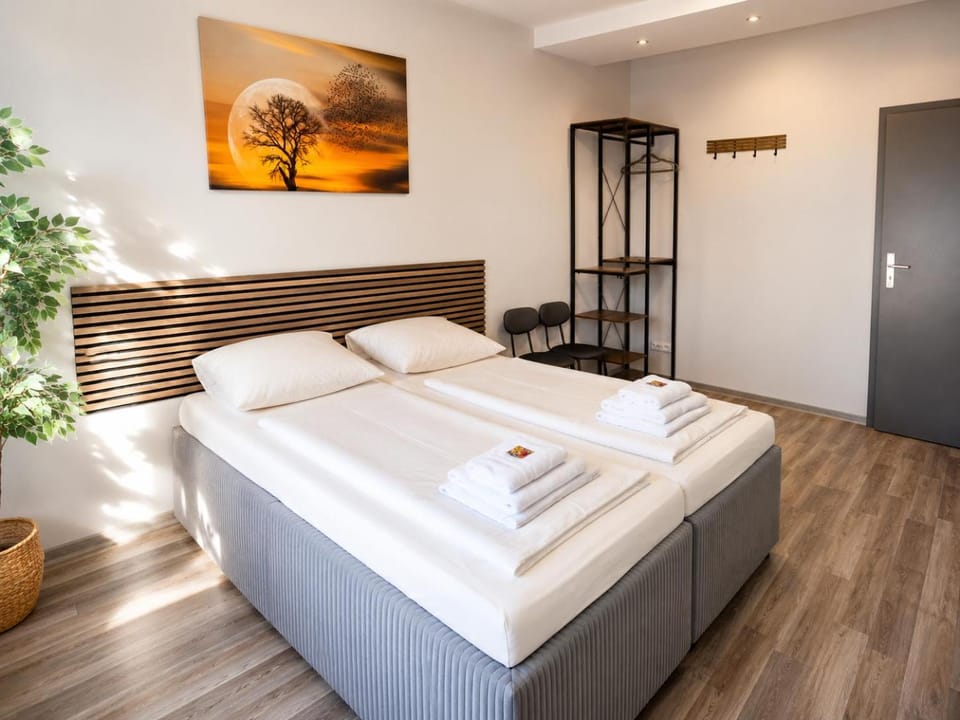 Bed, Photo of the whole room, Bedroom, towels, wardrobe