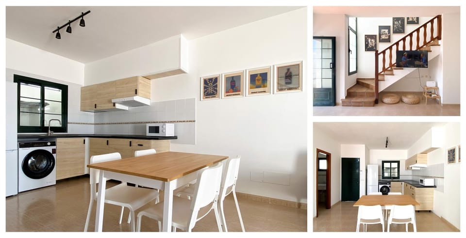Kitchen or kitchenette, Living room, Dining area, stove, toaster, washing machine