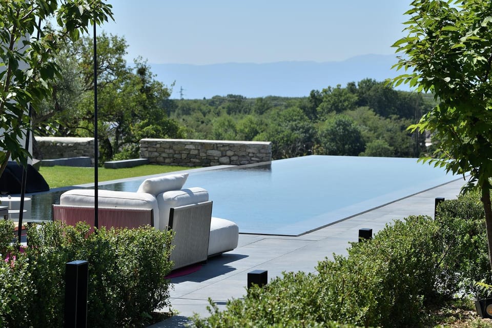 Property building, Living room, Swimming pool