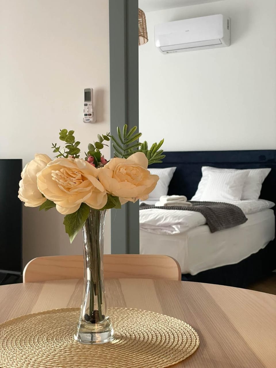Bed, Living room, Photo of the whole room, Bedroom, air conditioner