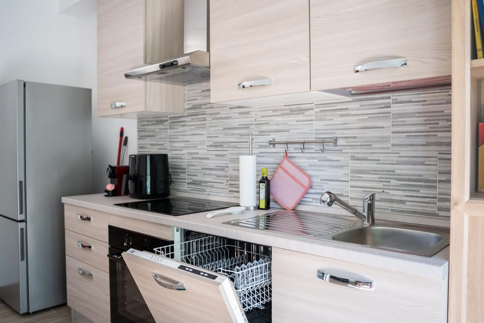 dishwasher, minibar, oven, stove, kitchen