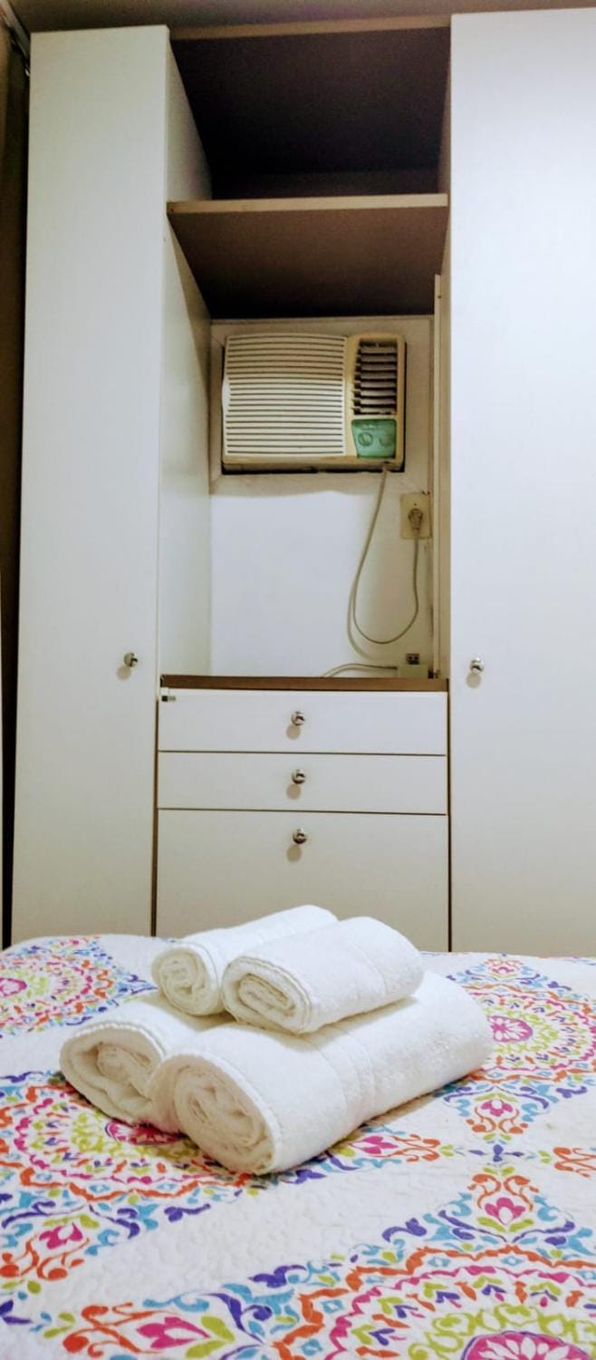 Photo of the whole room, Bedroom, towels, wardrobe